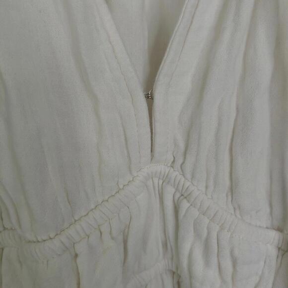 Old Navy Dress Womens L White Tiered Babydoll Beachy Travel Resort Vacation - Picture 6 of 9